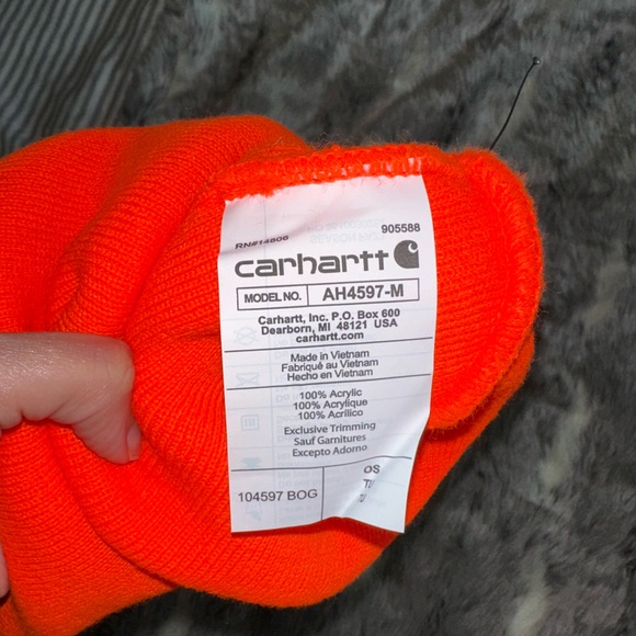 Carhartt Neon Orange Beanie Hat new - Picture 3 of 3